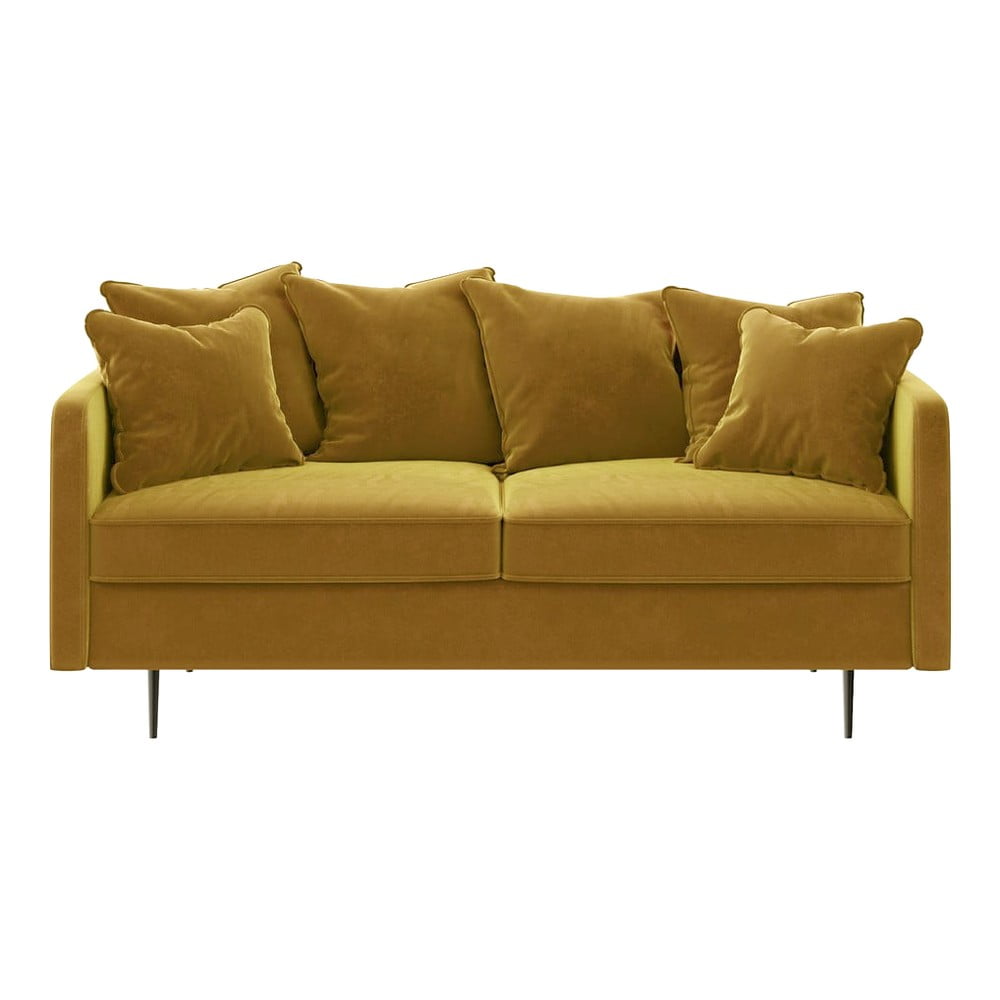 Žuti baršunasti kauč Ghado Esme, 176 cm