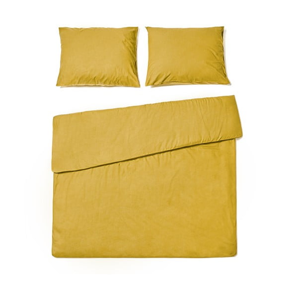 Pamučna posteljina senf žute boje za bračni krevet Bonami Selection, 160 x 220 cm