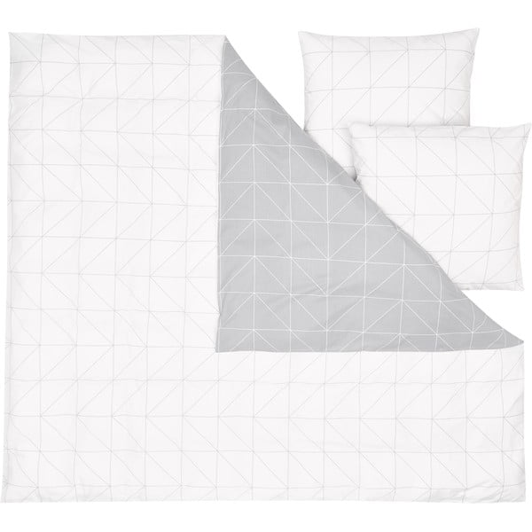Bijelo-siva posteljina za bračni krevet od pamuka by46 Marla, 200 x 200 cm