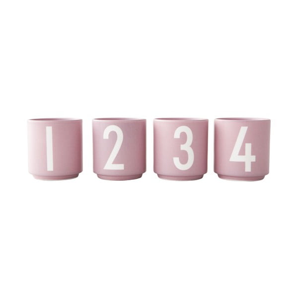 Set od 4 ružičaste šalice od imitacije porculana Design Letters, 0,5 l