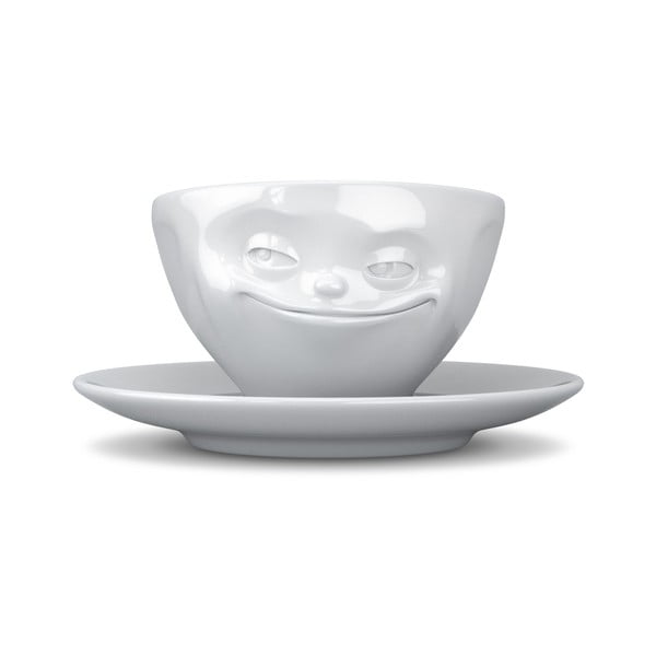 Bijela porculanska šalica za kavu s motivom lica 58products, 200 ml