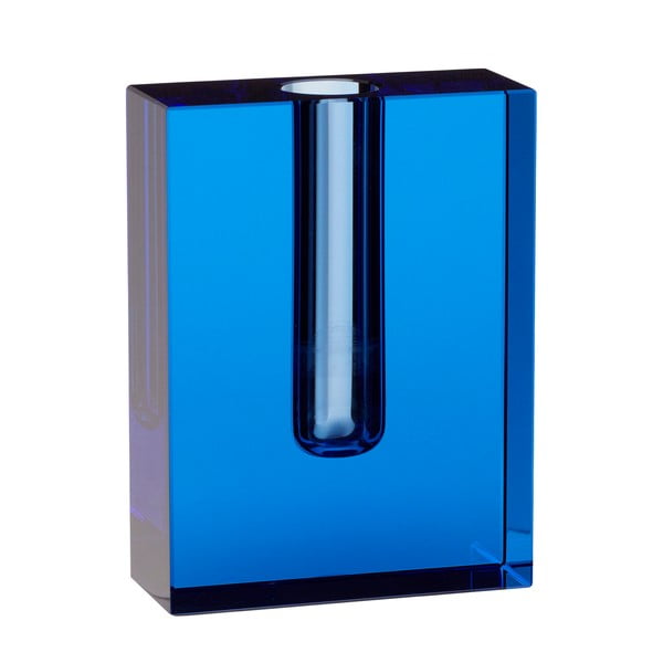Plava staklena vaza Hübsch Sena, visina 12 cm
