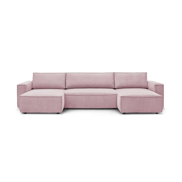 Svijetlo ružičasta sofa na razvlačenje &quot;U&quot; Bobochic Paris Nihad Panoramique