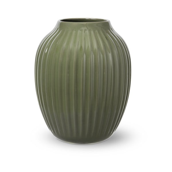 Tamnozelena zemljana vaza Kähler Design, visina 25,5 cm