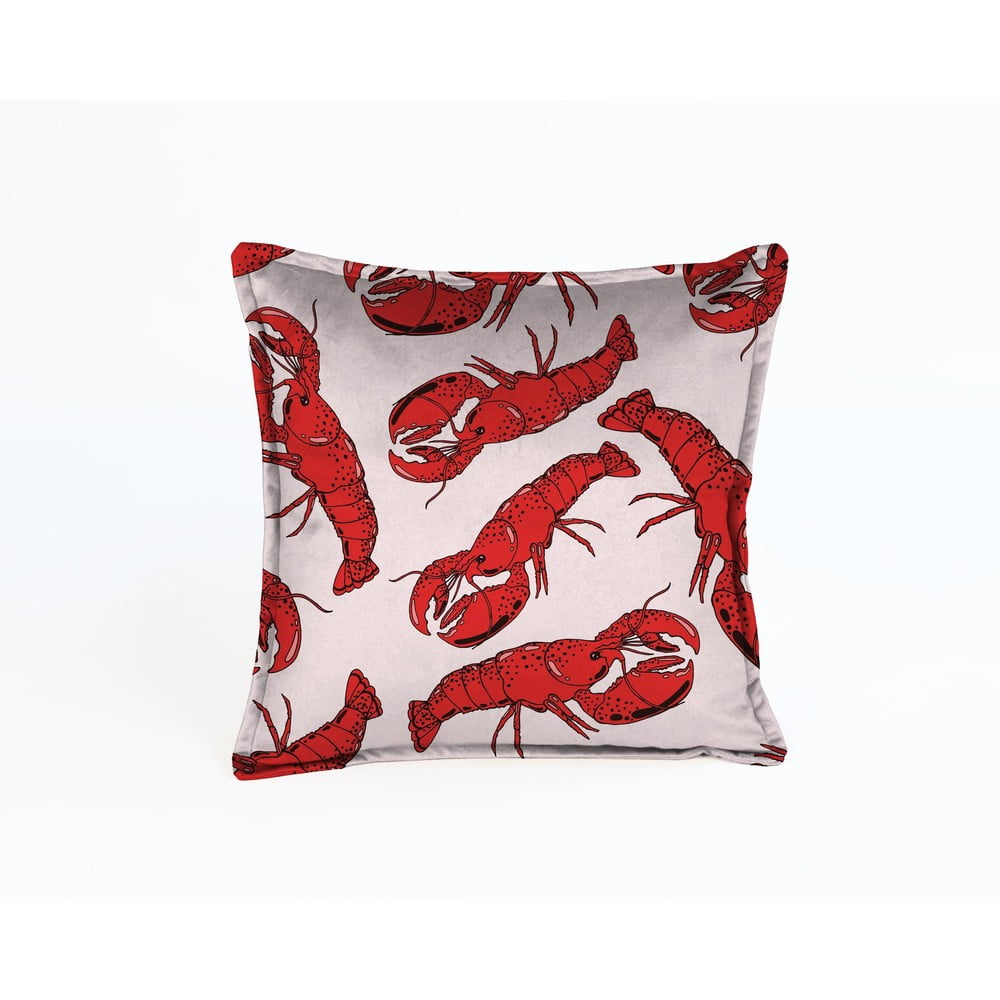 Rozi jastuk baršun s jastozima Velvet Atelier Lobster, 45 x 45 cm
