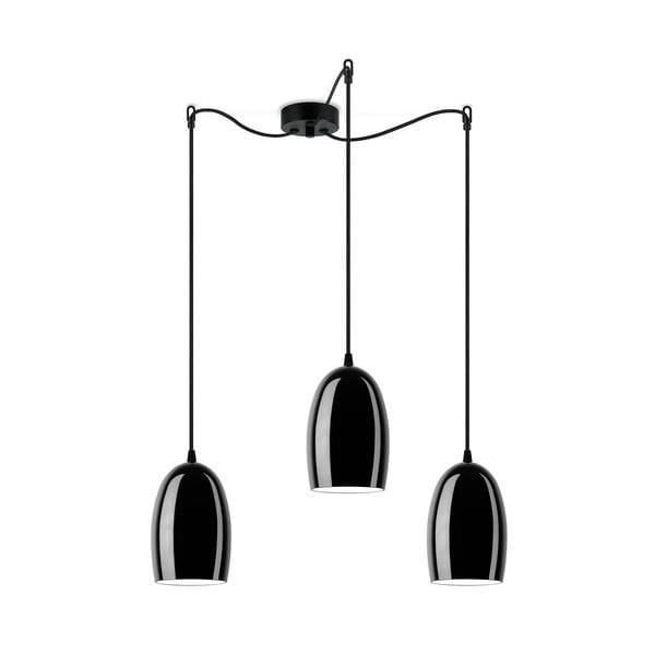 Crna trodijelna viseća lampa Sotto Luce UME S Glossy, ⌀ 14 cm