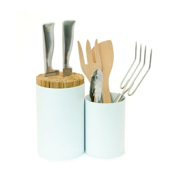 Bijeli držač noževa i kuhinjskog pribora od bambusa Wireworks Knife&Spoon