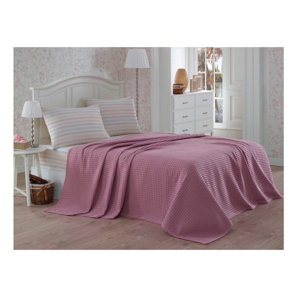 Set pamučnog prekrivača za bračni krevet s plahtama i jastučnicama Rosso, 200 x 230 cm