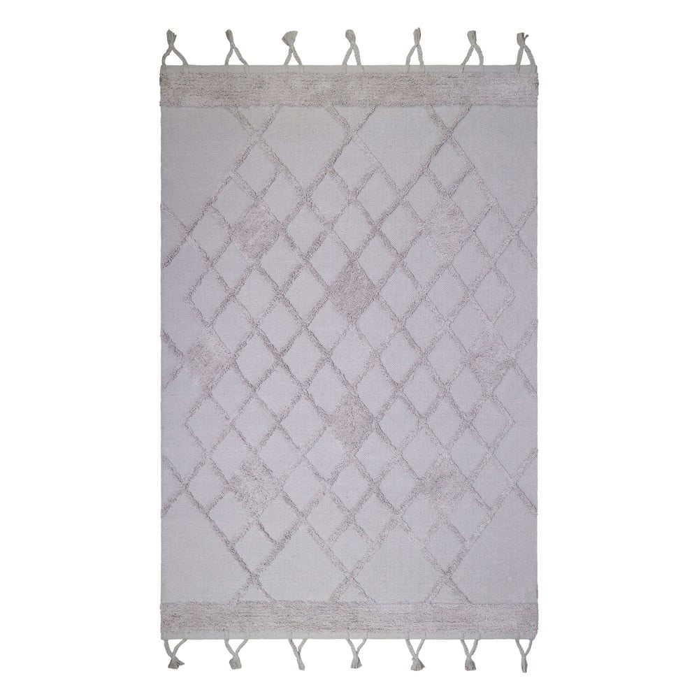 Sivi pamučni ručni tepih Nattiot Lin, 110 x 170 cm