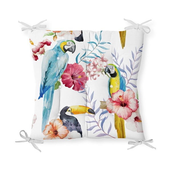 Podsidák s pamučnim minimalističkim jastukom pokriva džungle ptice, 40 x 40 cm