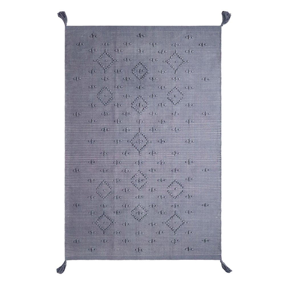 Sivi pamučni ručni tepih Nattiot Grey, 100 x 150 cm
