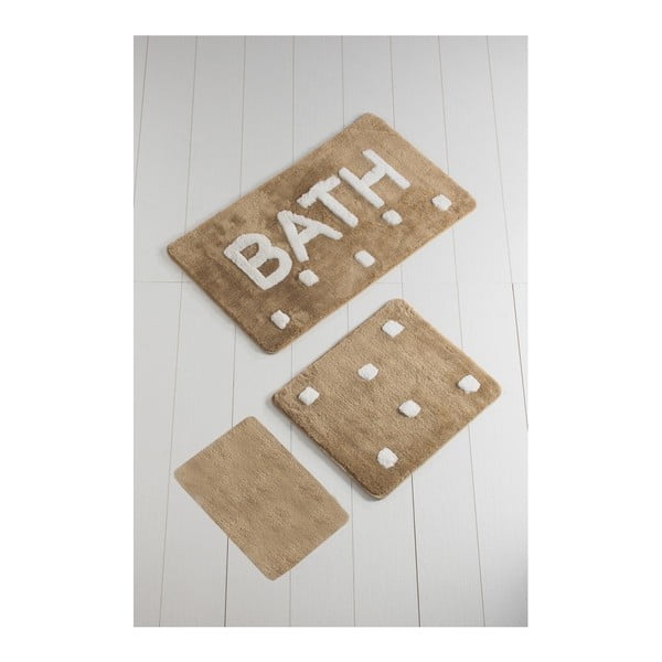 Set s 3 smeđa kupaonska tepiha Bath