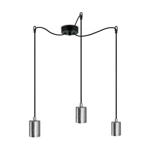 Crna viseća svjetiljka s 3 ramena s detaljima srebrene boje Bulb Attack Cero