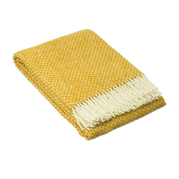 Senf žuti vuneni prekrivač LANZARETTI Prime, 140 x 200 cm