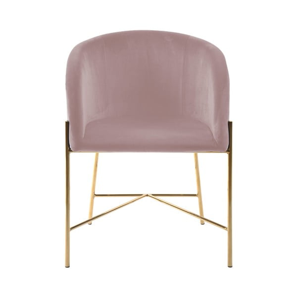 Pastelno ružičasta stolica s nogama u zlatnoj boji Interstil Nelson