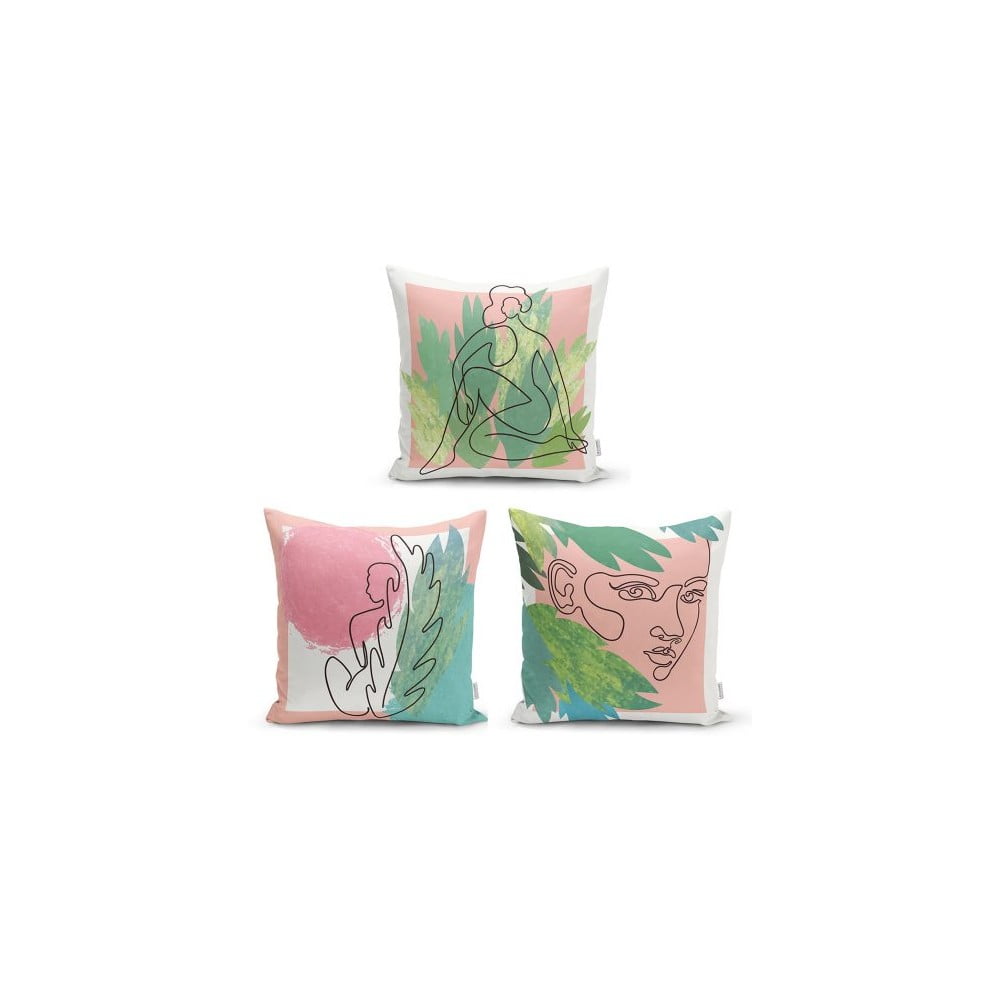 Set od 3 dekorativna premaza na minimalistički jastuci jastuci pokrivaju šarene minimalističke, 45 x 45 cm