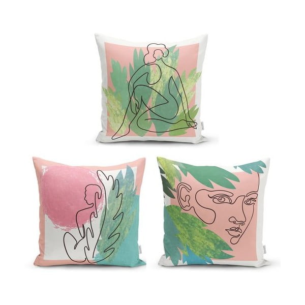 Set od 3 dekorativna premaza na minimalistički jastuci jastuci pokrivaju šarene minimalističke, 45 x 45 cm
