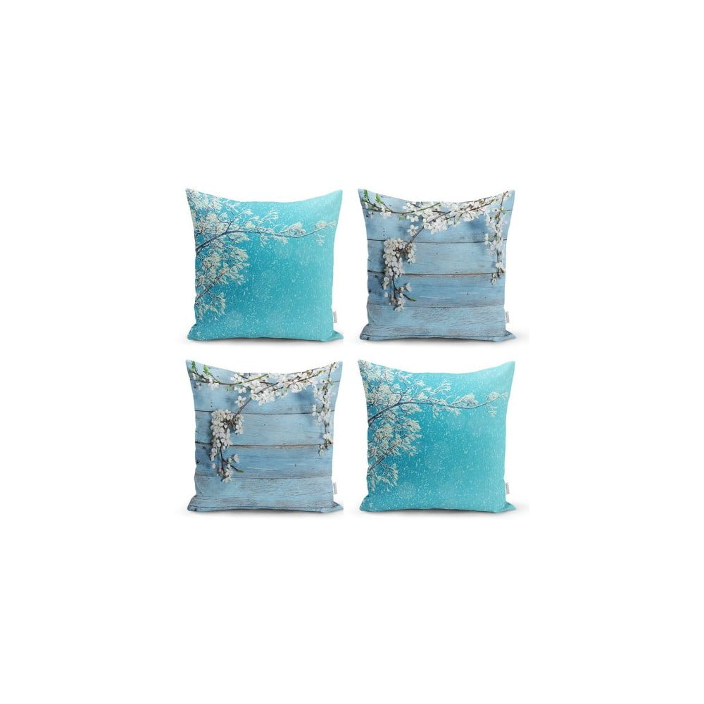 Set od 4 dekorativni premazi na jastucima minimalistički jastuk pokriva zimske cvjetove, 45 x 45 cm