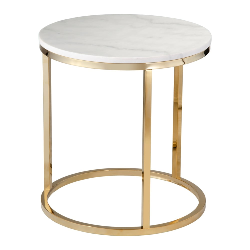 Stol od bijelog mramora s postoljem u zlatnoj boji RGE Accent, ⌀ 50 cm