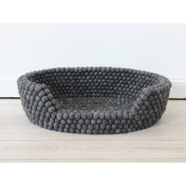 Antracit krevetić za kućne ljubimce od vunenih pompona Wooldot Ball Pet Basket, 60 x 40 cm
