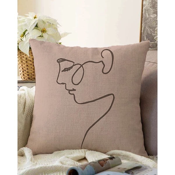 Bež jastučnica s udjelom pamuka Minimalist Cushion Covers Portrait, 55 x 55 cm