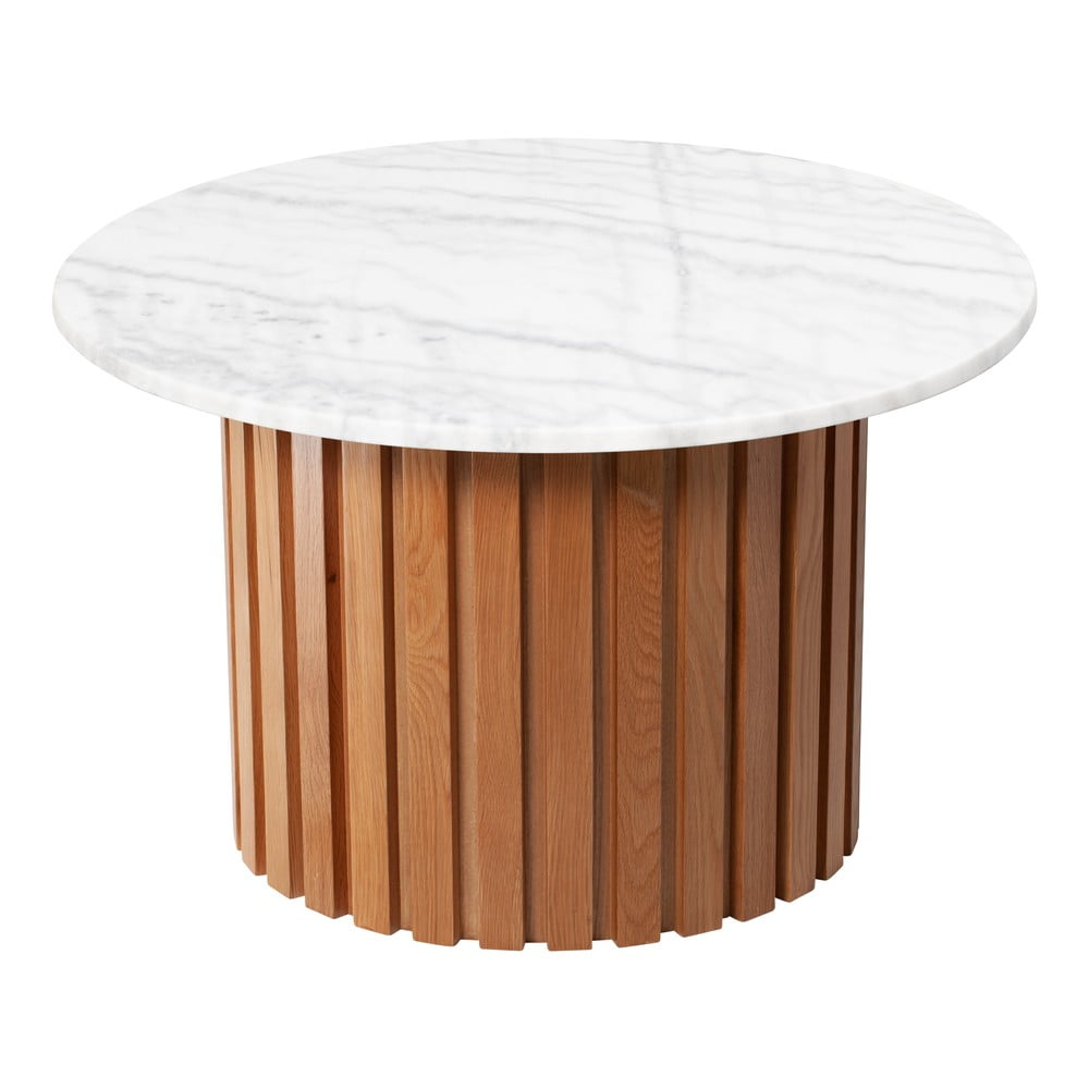 Stolić za kavu od bijelog mramora s hrastovom bazom RGE Moon, ⌀ 85 cm