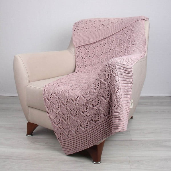 Ružičasti pamučni pokrivač za krevet Jennifer, 130 x 170 cm