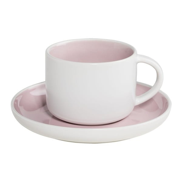 Bijela porculanska šalica i tanjurić s ružičastom unutrašnjosti Maxwell & Williams Tint, 240 ml