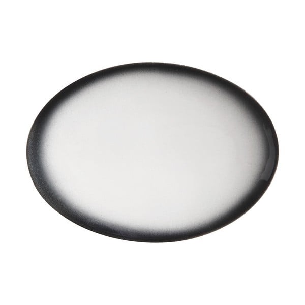 Bijelo-crni keramički ovalni tanjur Maxwell & Williams Caviar, 30 x 22 cm