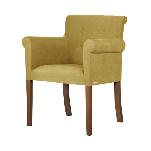 Žuta stolica s tamnosmeđim nogama od bukve Ted Lapidus Maison Flacon