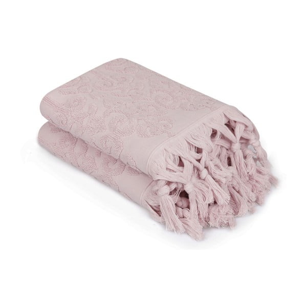 Set od 2 ružičasta ručnika boje pudera Madame Coco Bohème, 50 x 90 cm