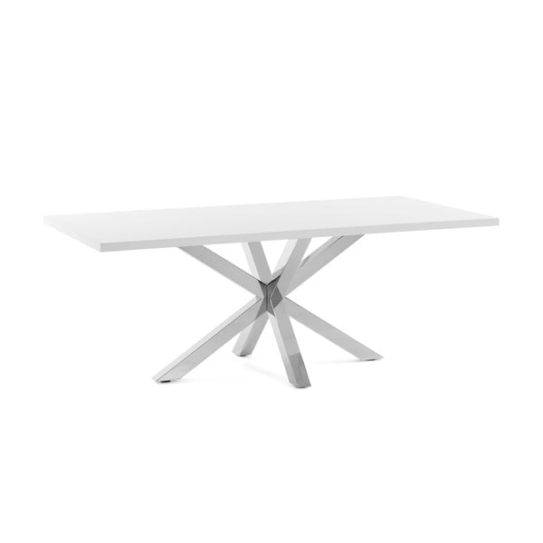 Bijeli blagovaonski stol s postoljem od nehrđajućeg čelika Kave Home Arya, 160 x 100 cm