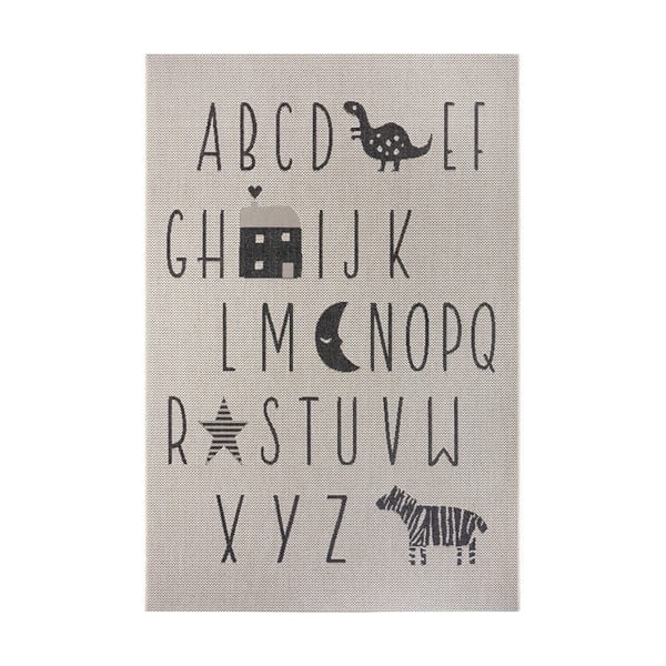 Crno-siva baby tepih Ragami slova, 120 x 170 cm