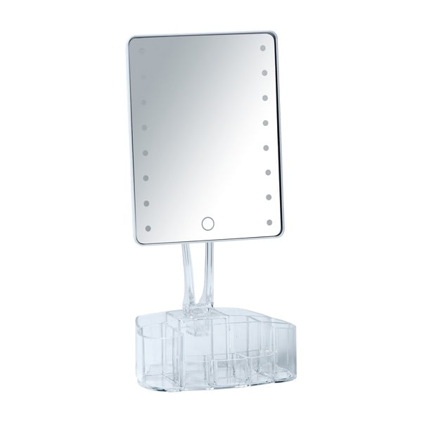Bijelo kozmetičko ogledalo s LED pozadinskim osvjetljenjem i organizatorom za šminku Wenko Trenno