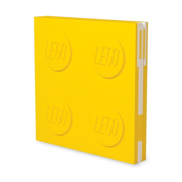 Žuta četvrtasta bilježnica s gel kemijskom olovkom LEGO®, 15,9 x 15,9 cm