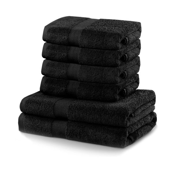 Set od 2 crna velika ručnika i 4 mala ručnika DecoKing Marina
