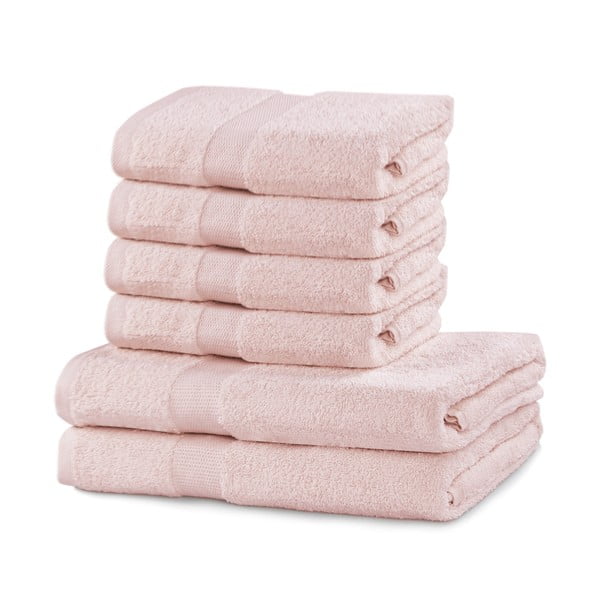 Set od 2 ružičasta velika ručnika i 4 mala ručnika DecoKing Marina
