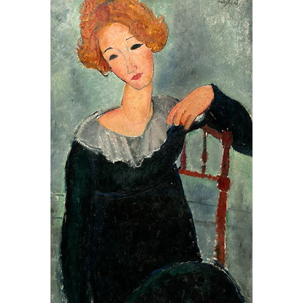 Razmnožavanje slike Amede Modigliani - žena s crvenom kosom, 60 x 40 cm