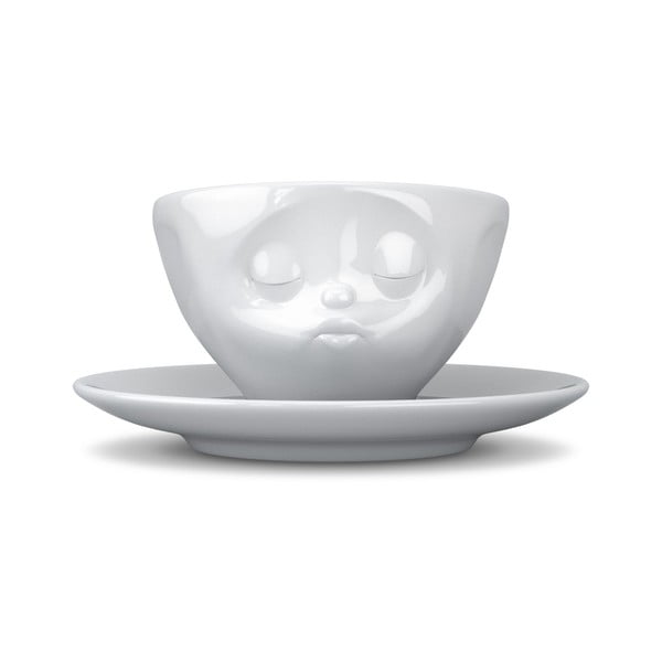 Bijela porculanska šalica za kavu s motivom lica 58products, 200 ml