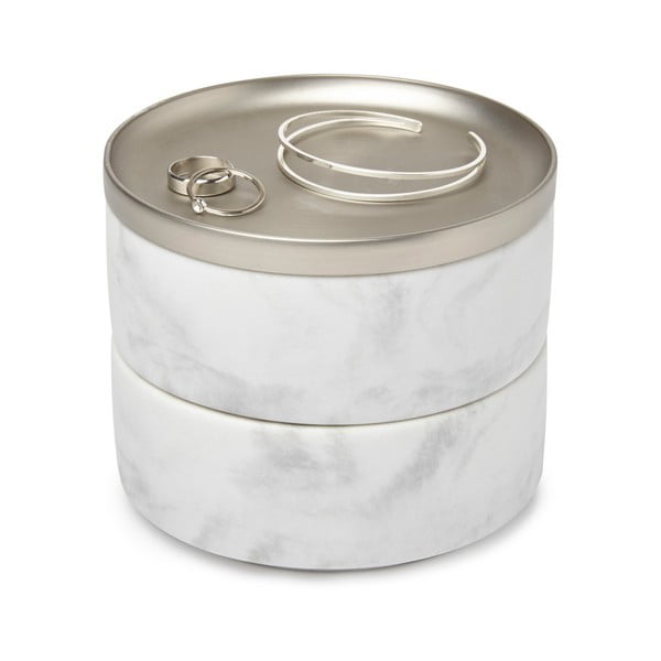 Kutija za nakit s mramornim dekorom i poklopcem u srebrnoj boji Umbra Tesora