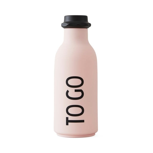 Svijetlo ružićasta boca za vodu Design Letters To Go, 500 ml