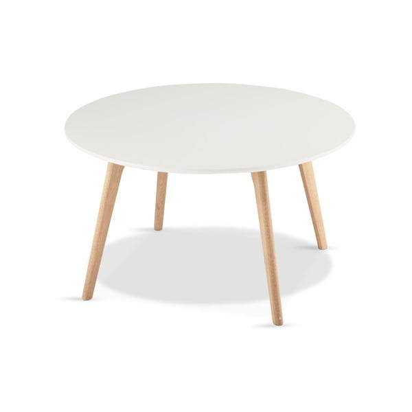 Bijela stolić za kavu sa nogama od hrastovog drveta Furnhouse Life, ø 80 cm