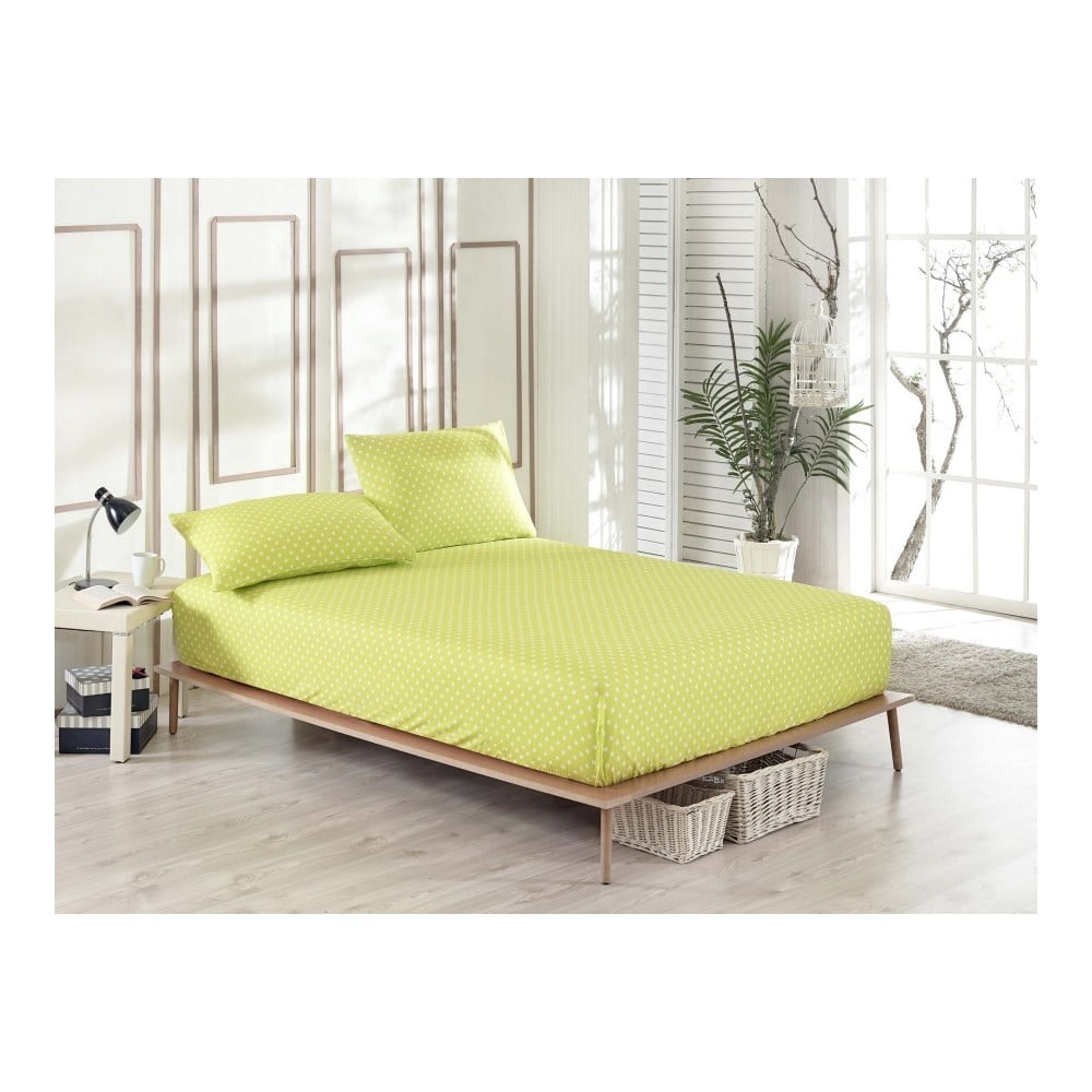 Set elastičnih plahti i jastučnice za krevet za jednu osobu Clementino Avocado, 100 x 200 cm
