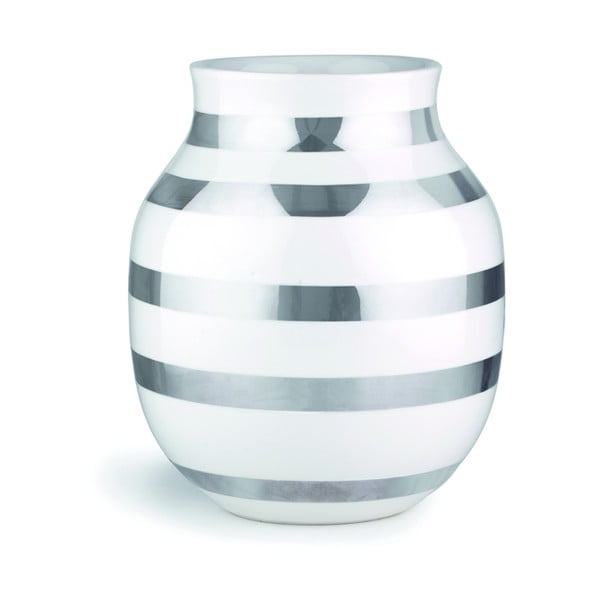 Bijela vaza od kamenine s detaljima u srebrnoj boji Kähler Design Omaggio, visina 20 cm