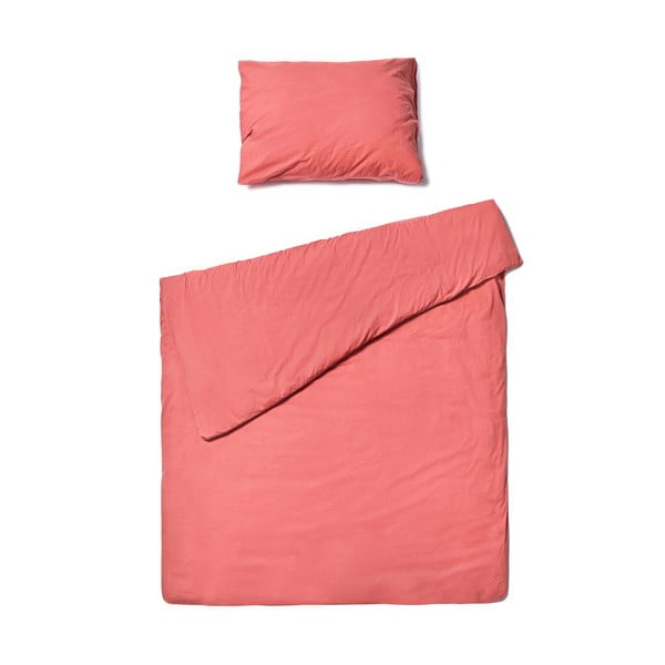 Koraljno ružičasta pamučna posteljina Le Bonom, 140 x 200 cm