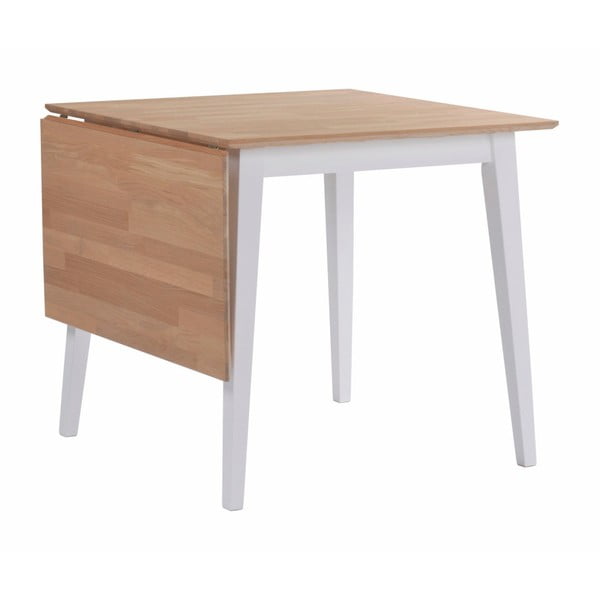 Rasklopivi blagovaonski stol od hrasta s bijelim nogama Rowico Mimi, 80 x 80 cm
