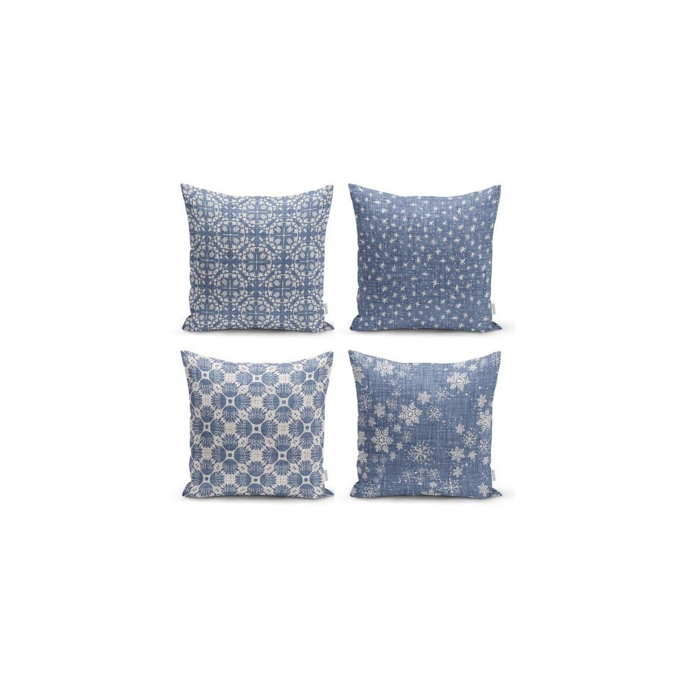Set od 4 dekorativni premazi na jastucima minimalistički jastuk pokriva minimalistički crtež plave, 45 x 45 cm