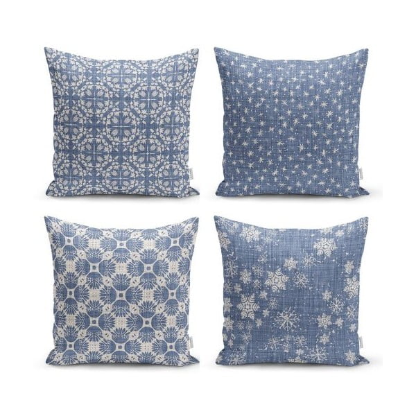 Set od 4 dekorativni premazi na jastucima minimalistički jastuk pokriva minimalistički crtež plave, 45 x 45 cm
