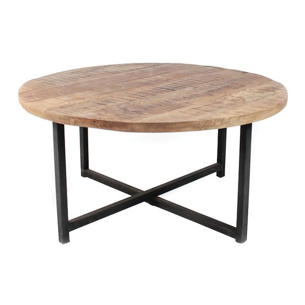 Crni stolić za kavu s pločom od drveta manga LABEL51 Dex, ⌀ 60 cm