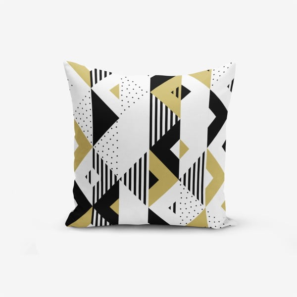 Jastučnica s primjesom pamuka Minimalist Cushion Covers Mustard Color Geometric Sekiller, 45 x 45 cm
